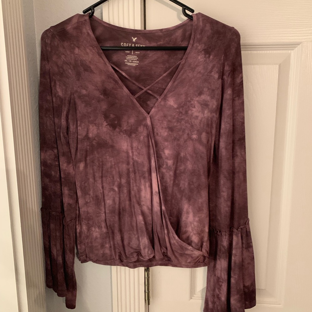 purple tie dye blouse